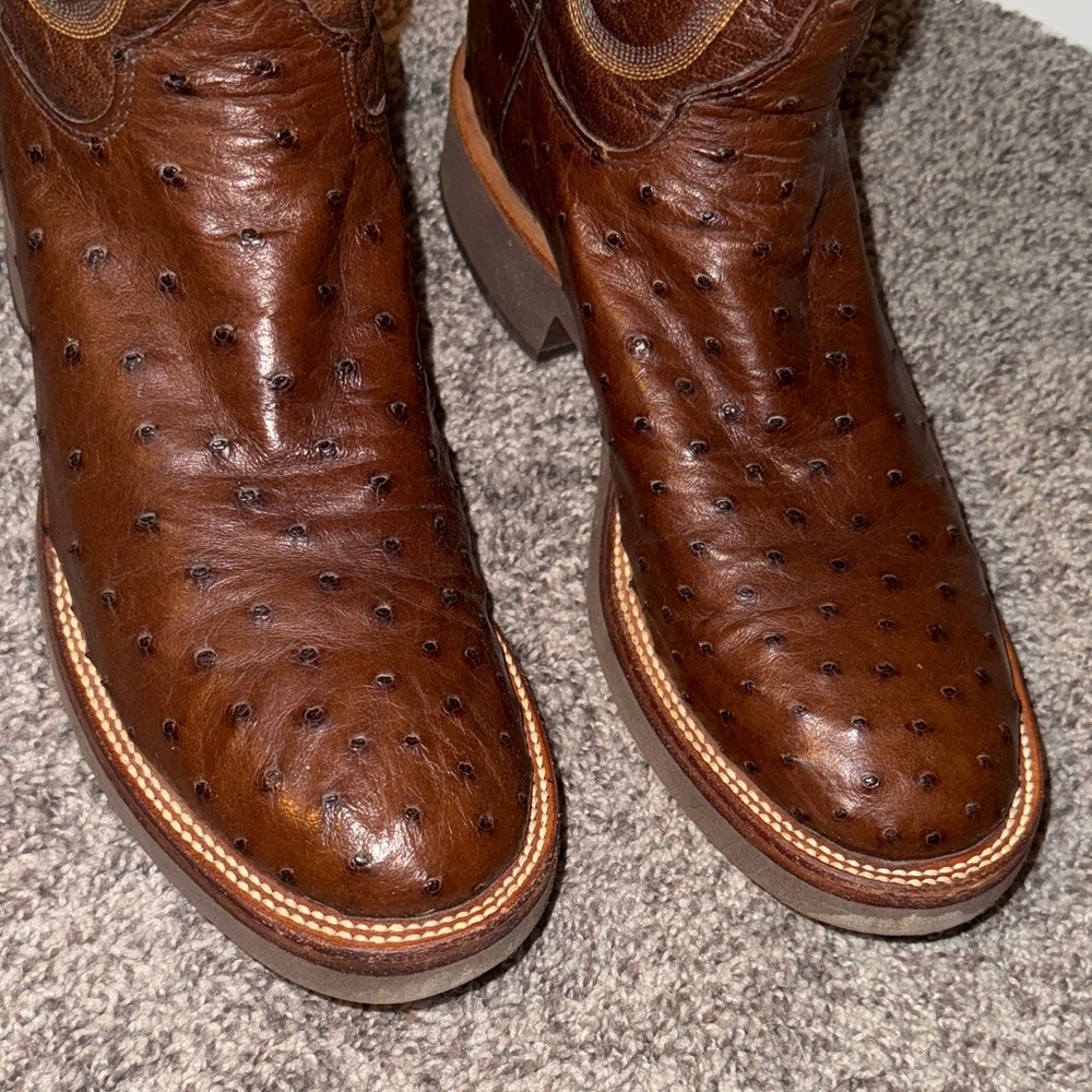 Men's Justin Tekno Crepe Brown Leather Cowboy Boots 9D - Picture 2 of 12